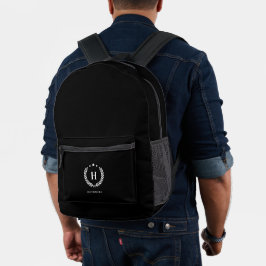 Monogram Einfach Schwarzes Stylisches Modernes Min Bedruckter Rucksack