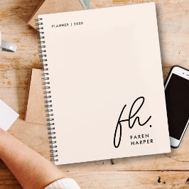 Monogram Einfache Skripte Blindfarben Personalisie Planer