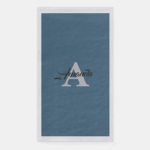 Monogram Einfaches benutzerdefiniertes Dusty Blue Serviette