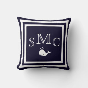 MONOGRAM einfaches dunkelblaues Kissen