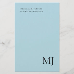 Monogram einfarbig blau trendy Business Briefpapier