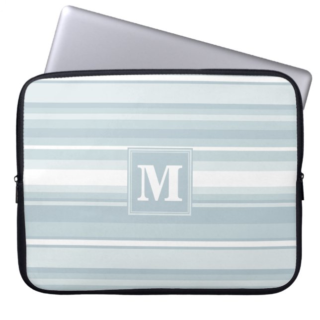 Monogram Eisblauer Streifen Laptopschutzhülle (Vorderseite)