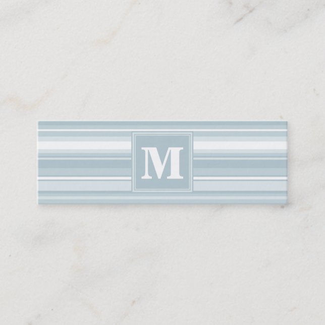 Monogram Eisblauer Streifen Mini Visitenkarte (Vorderseite)