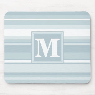 Monogram Eisblauer Streifen Mousepad
