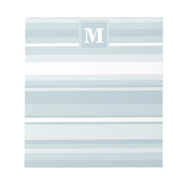 Monogram Eisblauer Streifen Notizblock (Vorderseite)