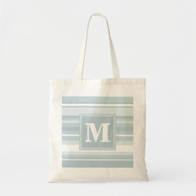 Monogram Eisblauer Streifen Tragetasche (Vorne)
