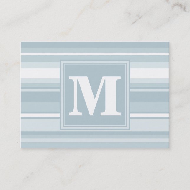 Monogram Eisblauer Streifen Visitenkarte (Vorderseite)