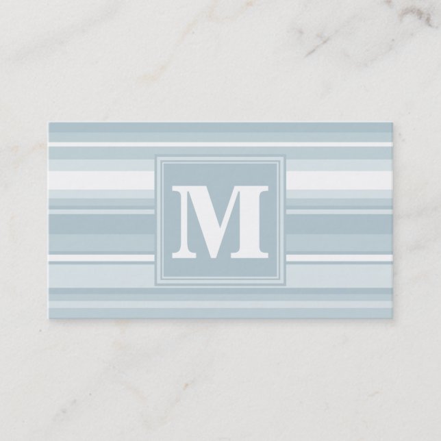 Monogram Eisblauer Streifen Visitenkarte (Vorderseite)