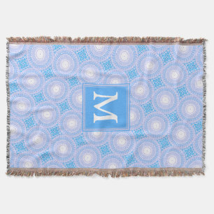 Monogram Electric Blue Circles pattern Decke
