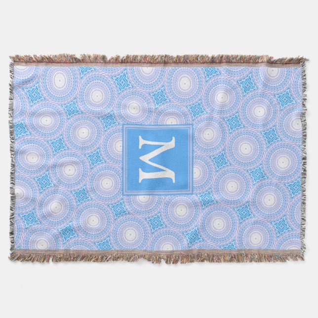 Monogram Electric Blue Circles pattern Decke (Vorderseite)