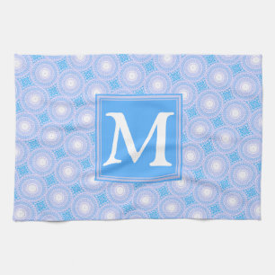 Monogram Electric Blue Circles pattern Handtuch