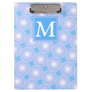Monogram Electric Blue Circles pattern Klemmbrett