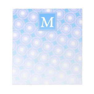 Monogram Electric Blue Circles pattern Notizblock