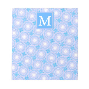 Monogram Electric Blue Circles pattern Notizblock