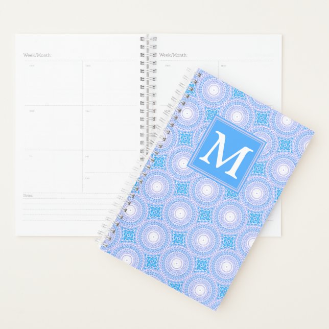 Monogram Electric Blue Circles pattern Planer (Anzeige)