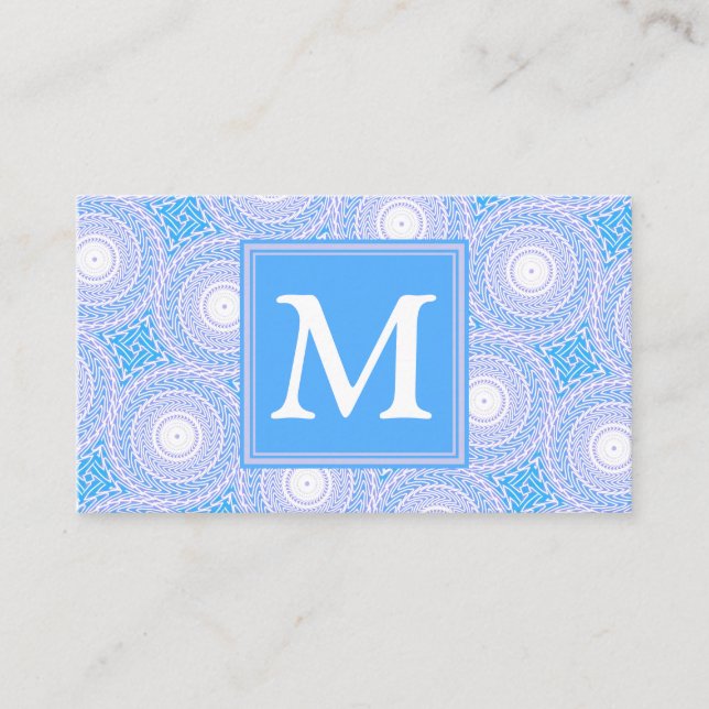 Monogram Electric Blue Circles pattern Visitenkarte (Vorderseite)