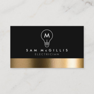 Monogram Electrician Bold Black Gold Carte de visi