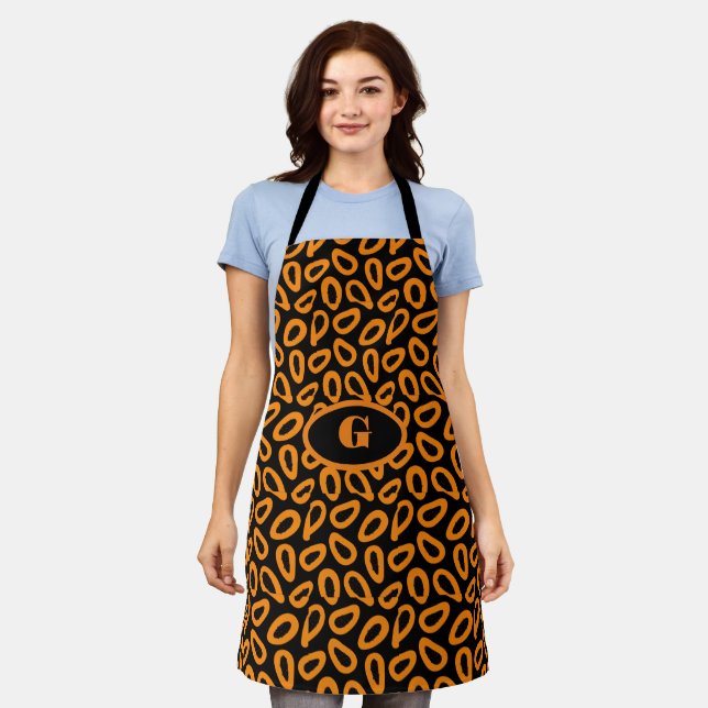 Monogram Eleganize Papaya Muster anpassen Schürze (Getragen)