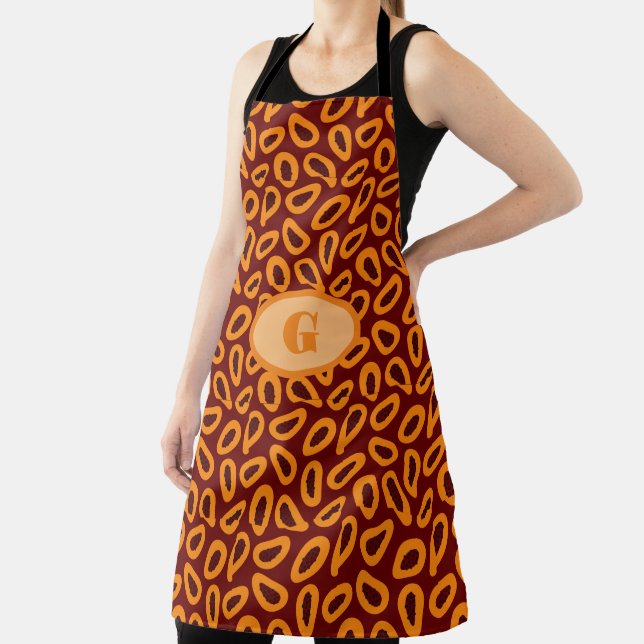 Monogram Eleganize Papaya Muster anpassen Schürze (InSitu)