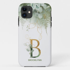 Monogram Elegant B Greenery Case-Mate iPhone Case