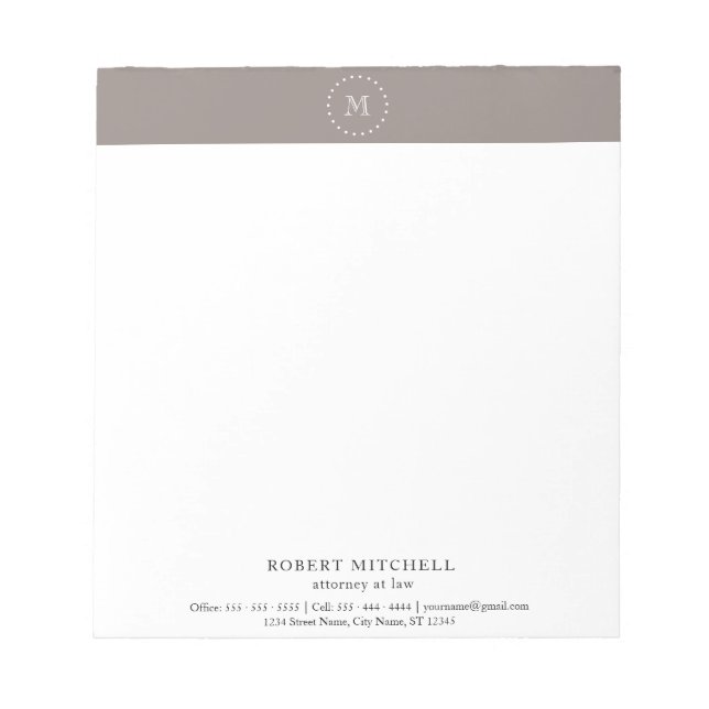 Monogram Elegant Beruflich Business Notepad Notizblock (Vorderseite)