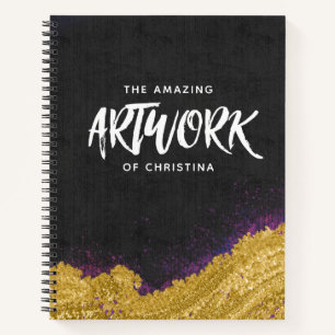 Monogram Elegant Black Artist Sketchbook Notizbuch