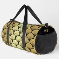 Monogram Elegant Black Gold Art Deco Muster