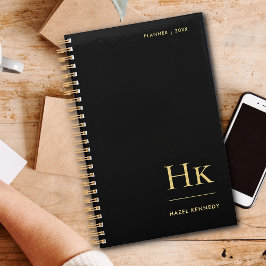 Monogram Elegant Black Gold Classic Beruflich Planer