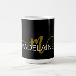 Monogram Elegant Black Gold Kaffeetasse