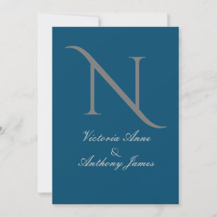 Monogram Elegant Black Gold Leaf Hochzeit Einladun Einladung
