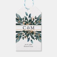Monogram Elegant Blue Gold (Imitat) Botanical