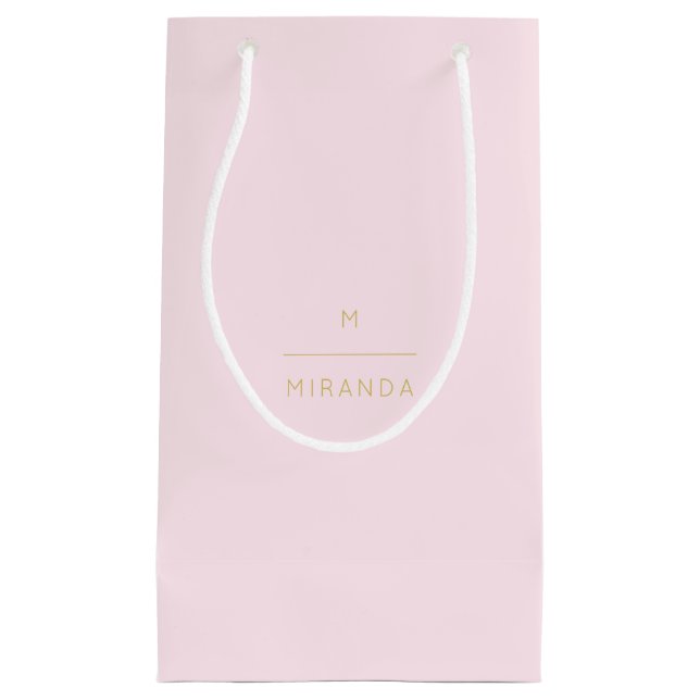 Monogram Elegant Blush Pink Gold Klassischer Chic Kleine Geschenktüte (Vorderseite)