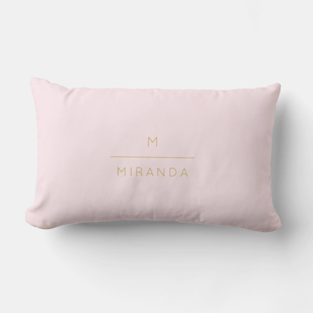 Monogram Elegant Blush Pink Gold Klassischer Chic Lendenkissen (Vorderseite)
