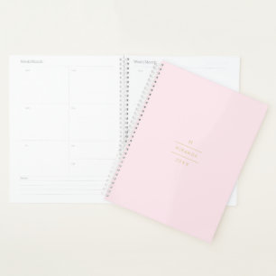 Monogram Elegant Blush Pink Gold Klassischer Chic Planer