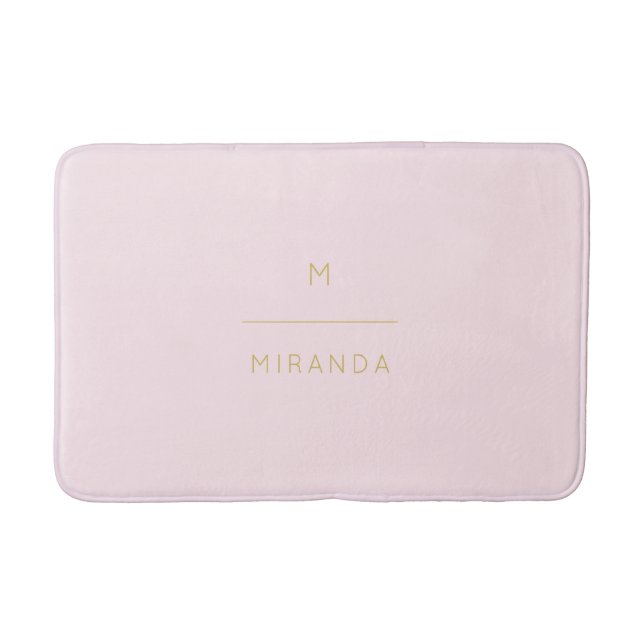 Monogram Elegant Blush Pink Minimalistische Klasse Badematte (Vorderseite)