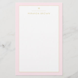 Monogram Elegant Blush Pink Minimalistische Klasse Briefpapier