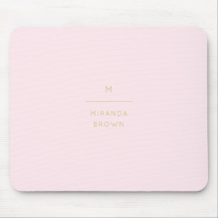 Monogram Elegant Blush Pink Minimalistische Klasse Mousepad