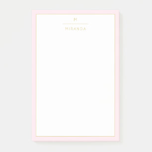 Monogram Elegant Blush Pink Minimalistische Klasse Post-it Klebezettel