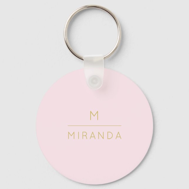 Monogram Elegant Blush Pink Minimalistische Klasse Schlüsselanhänger (Vorderseite)