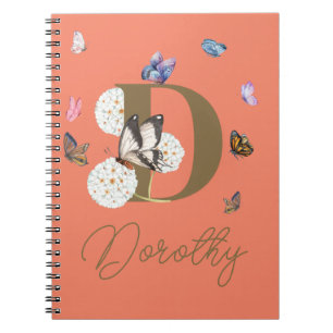 Monogram Elegant Butterfly Colorful Floral Notizblock