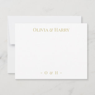 Monogram Elegant Chic Gold White Wedding Note Card Mitteilungskarte