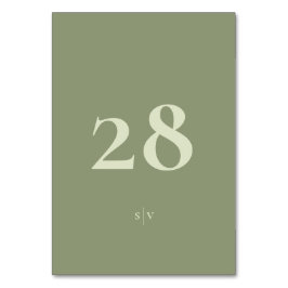 Monogram Elegant Elegant Moss Sage Green Wedding Tischnummer