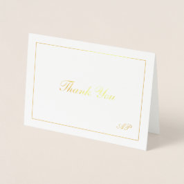Monogram Elegant Foto Wedding Danke Gold Folienkarte
