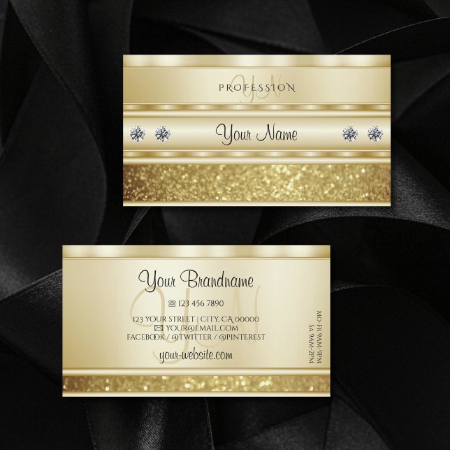 Monogram-Elegant für luxuriösen Gold Sparkling Gli Visitenkarte (Von Creator hochgeladen)
