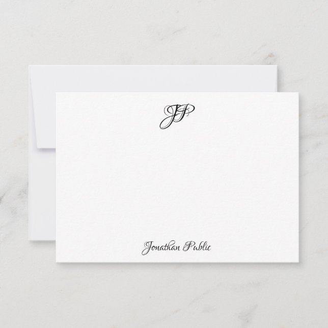 Monogram-Elegant für personalisierte Kalligraphie Mitteilungskarte (Vorderseite)