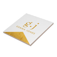 Monogram Elegant Gold Imitate Foil White