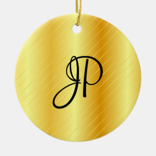 Monogram Elegant Gold Look Template Moderne Keramik Ornament