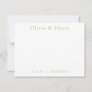 Monogram Elegant Gold White Wedding Note Card Mitteilungskarte