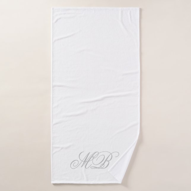 Monogram Elegant Gray Initials White Badhandtuch Set (Badehandtuch)