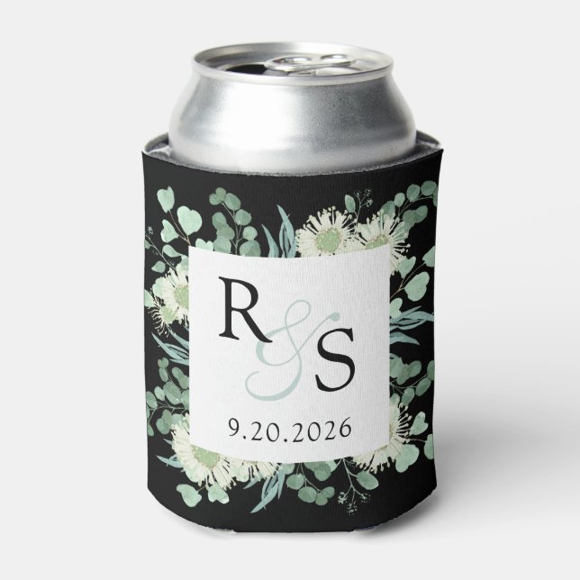 Monogram Elegant Greenerity Black Wedding Dosenkühler (Kanne Vorderseite)